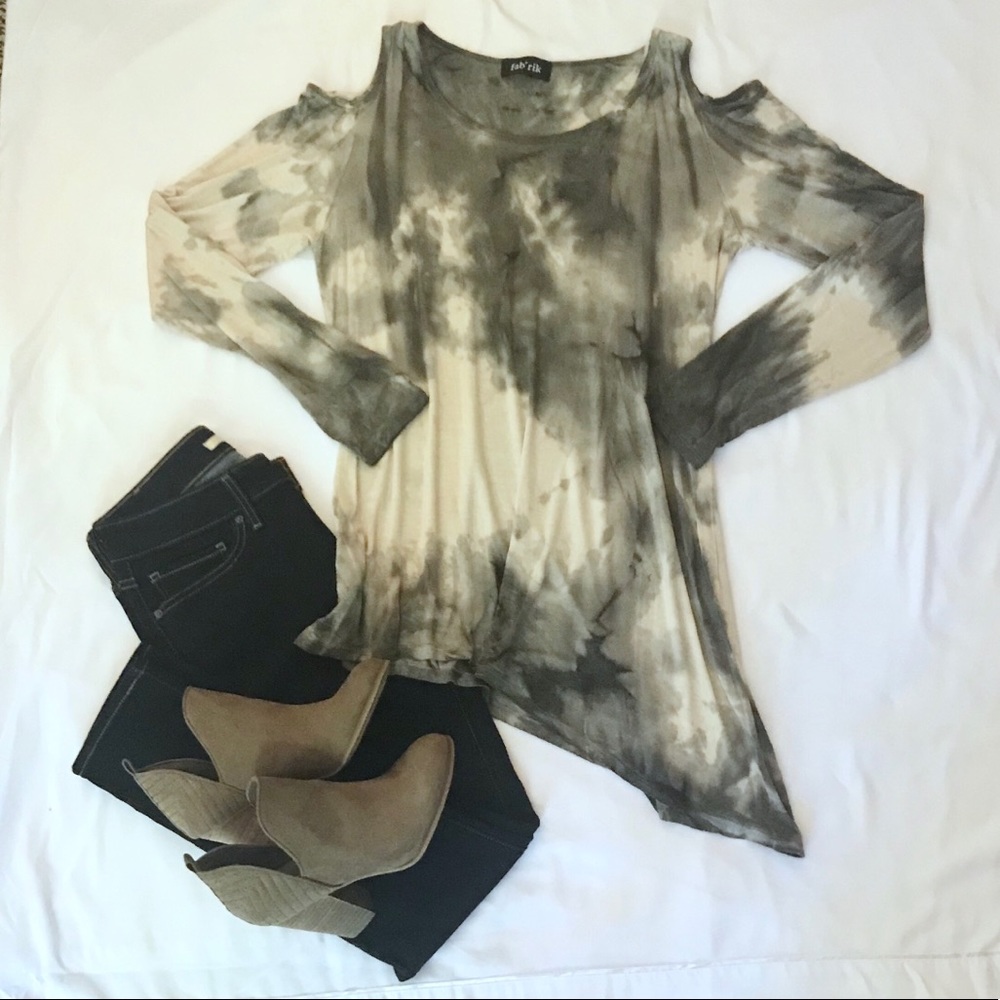 Fab’rik Asymmetrical Tie Die Cold Shoulder Top